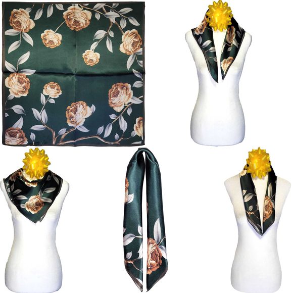 NWT Genuine 100% Mulberry Silk Satin Scarf 21"x21" Small Square Shawl 54621 - Picture 1 of 9